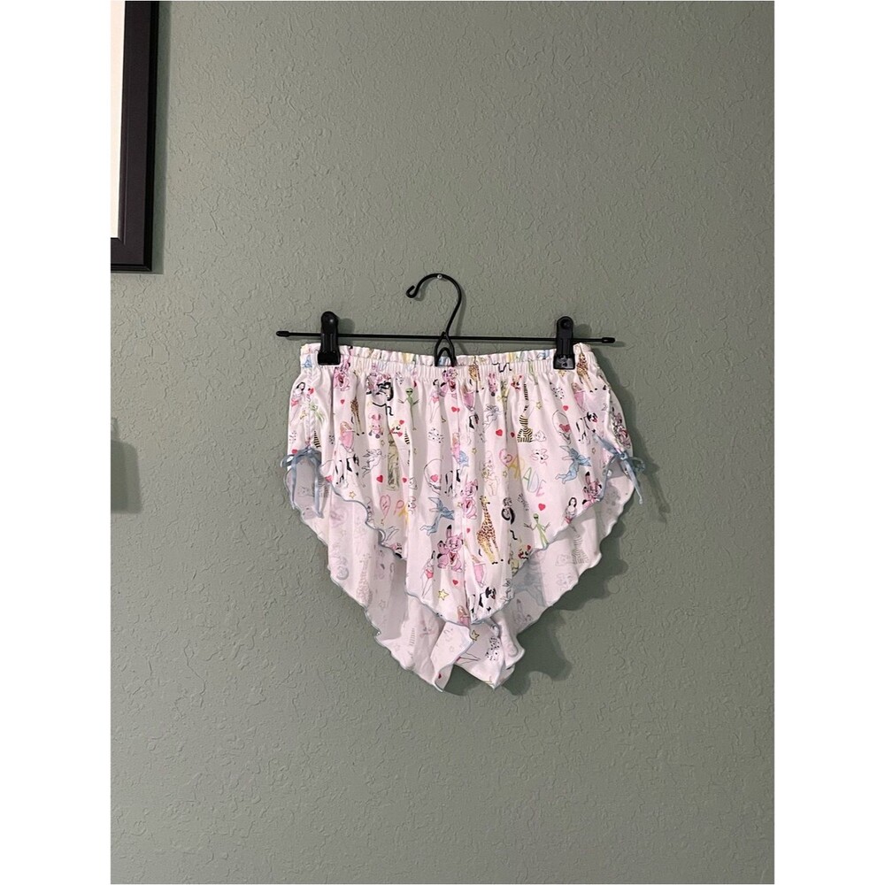 Parade Cheeky Flutter Satin Shorts Size XS White Multi Graphic Novelty Sleep